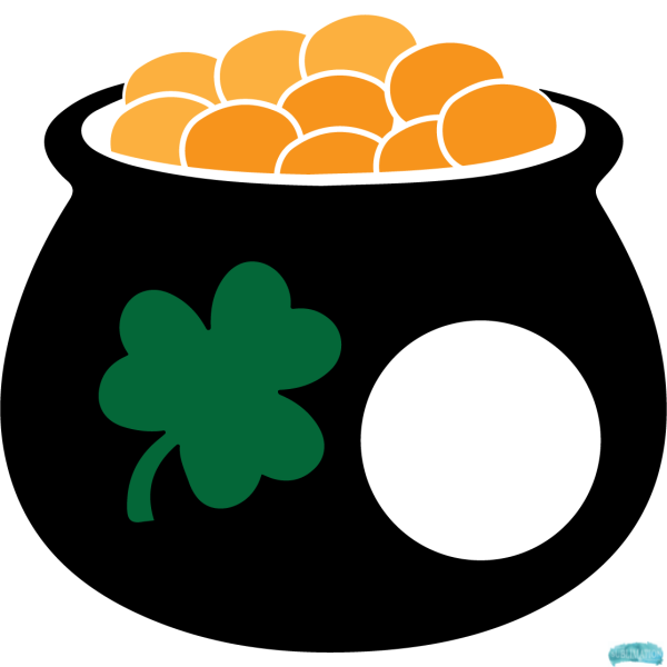 Free St Patrick's Pot of Gold Shamrock and Monogram Sublimation PNG