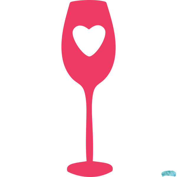 Free Wine Glass Heart Design Sublimation PNG