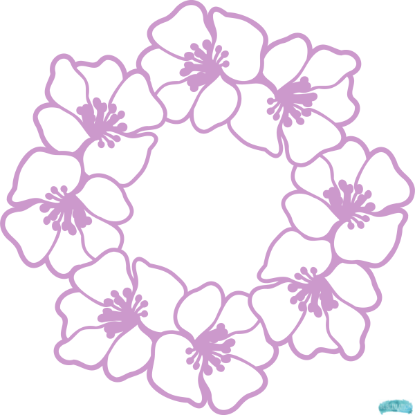 Free Floral Wreath Outline Sublimation PNG