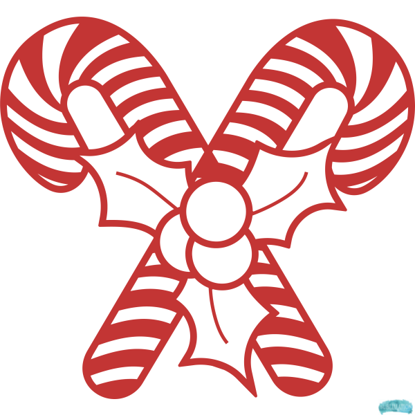 Free Candy Cane with Holly Sublimation PNG