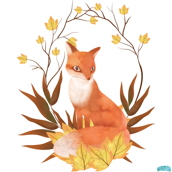 Autumn Woodland Fox Wreath Design