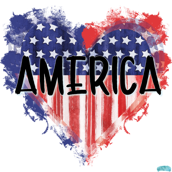 4th July Grunge Heart Sublimation