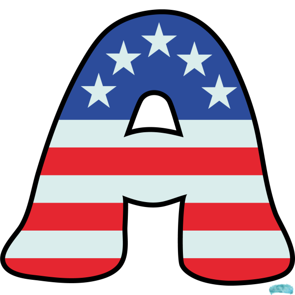 Alphabet Sublimation PNG Letter A US Flag