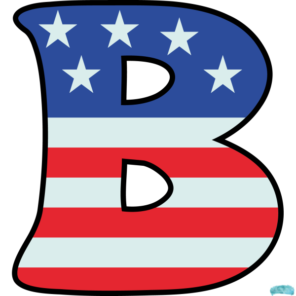 Alphabet Sublimation PNG Letter B US Flag