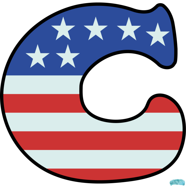 Alphabet Sublimation PNG Letter C US Flag