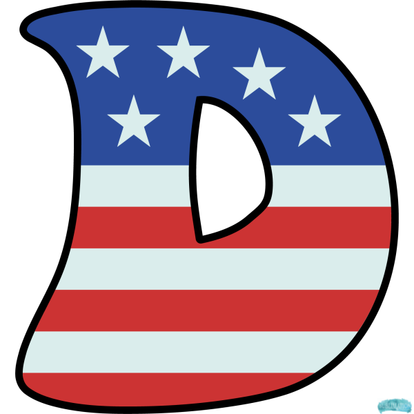 Alphabet Sublimation PNG Letter D US Flag