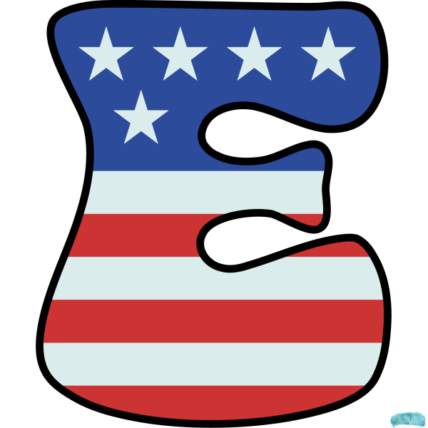 Alphabet Sublimation PNG Letter E US Flag