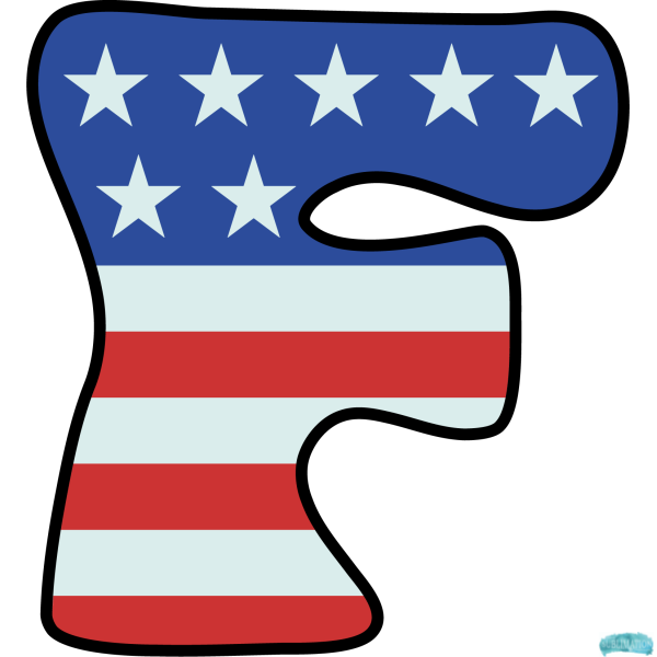 Alphabet Sublimation PNG Letter F US Flag