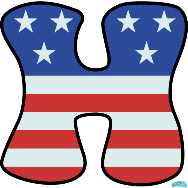 Alphabet Sublimation PNG Letter H US Flag
