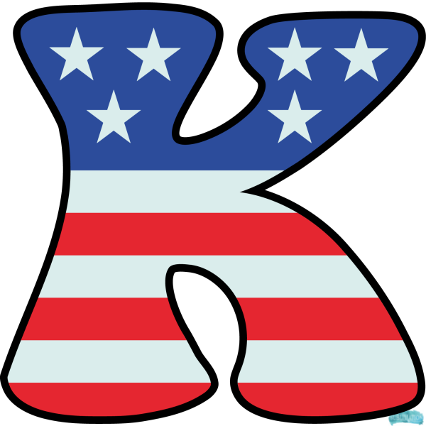 Alphabet Sublimation PNG Letter K US Flag