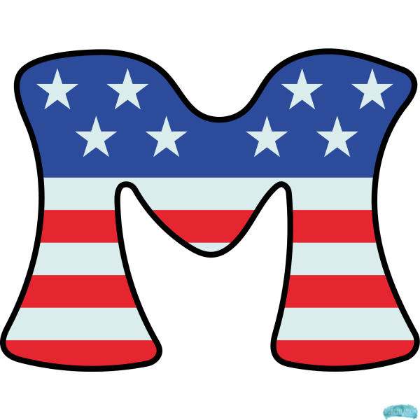 Alphabet Sublimation PNG Letter M US Flag