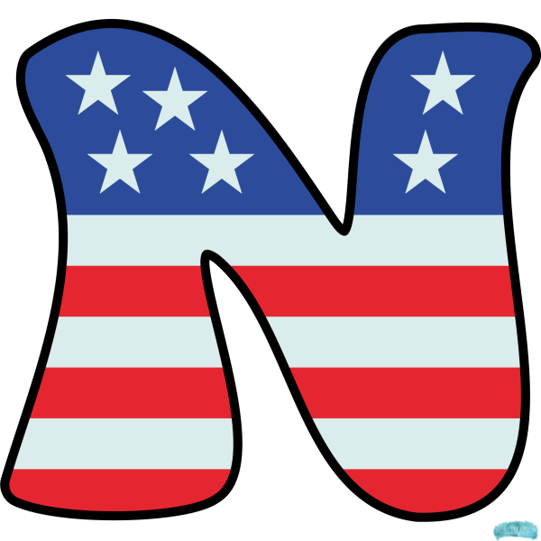 Alphabet Sublimation PNG Letter N US Flag