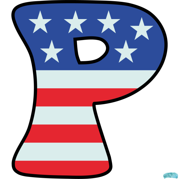 Alphabet Sublimation PNG Letter P US Flag