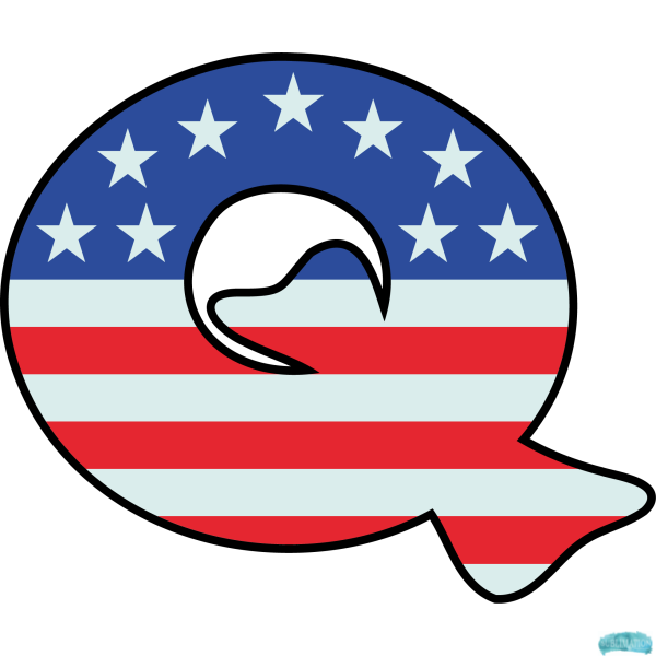 Alphabet Sublimation PNG Letter Q US Flag