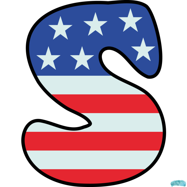 Alphabet Sublimation PNG Letter S US Flag