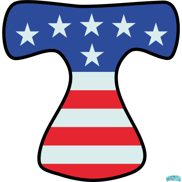 Alphabet Sublimation PNG Letter T US Flag