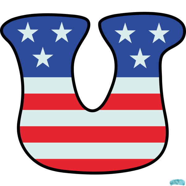 US Flag Alphabet Sublimation PNG Letter U