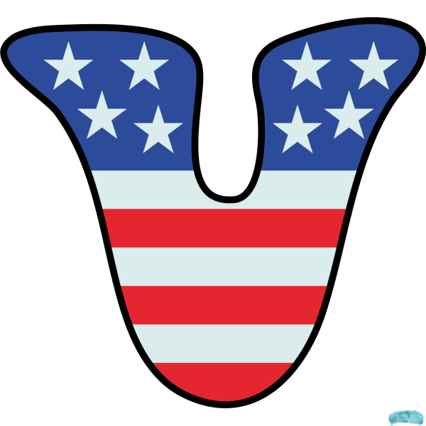US Flag Alphabet Sublimation PNG Letter V