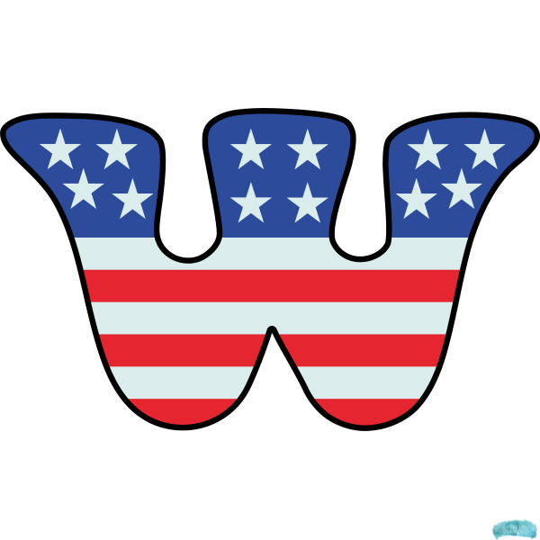 US Flag Alphabet Sublimation PNG Letter W