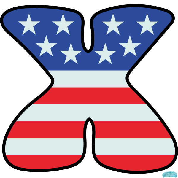 US Flag Alphabet Sublimation PNG Letter X