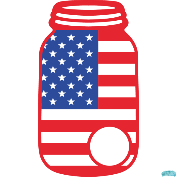 Free U S Flag Mason Jar Monogram Design Sublimation PNG