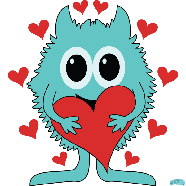 Free Monster Love Heart Design Sublimation PNG