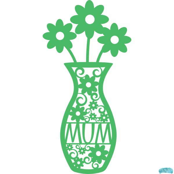 Free Mum Flower Vase Design Sublimation PNG