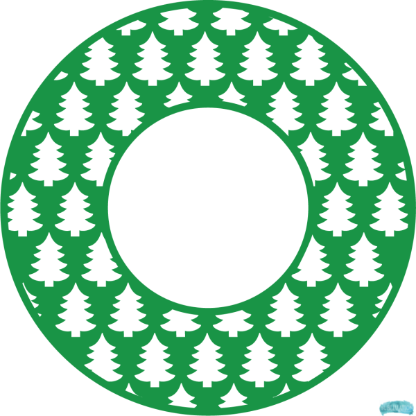 Free Christmas Tree Circle Monogram Frame Design Sublimation PNG