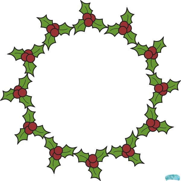 Free Holly Wreath Circle Frame Design Set Sublimation PNG