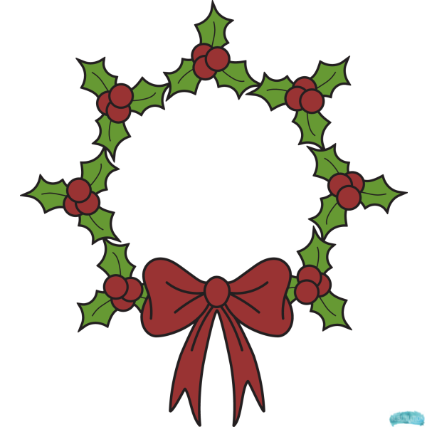 Free Holly Wreath with Bow Circle Frame Design Set Sublimation PNG