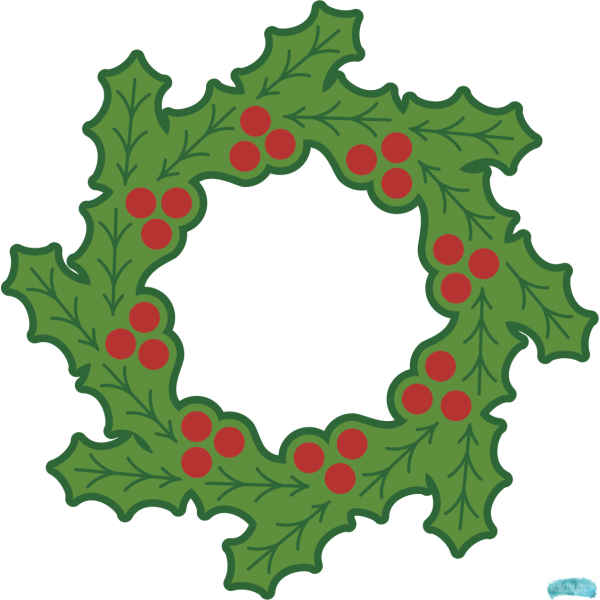 Free Christmas Holly Wreath Circle Frame Design Sublimation PNG