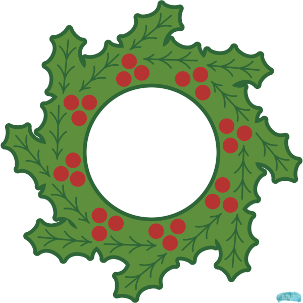 Free Christmas Holly Wreath Circle Frame Design 2 Sublimation PNG