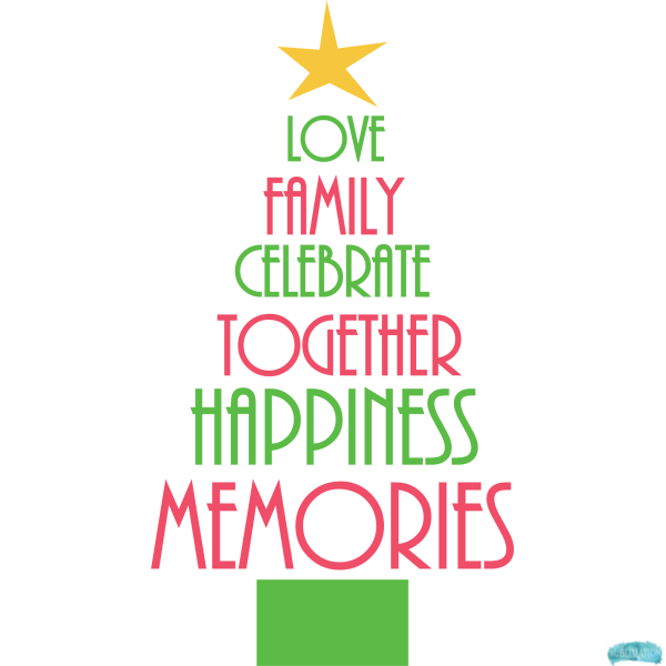 Free Love Family Celebrate Christmas Tree Design Sublimation PNG