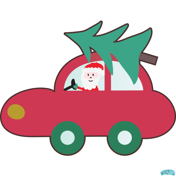 Free Santa Car with Tree Design Sublimation PNG