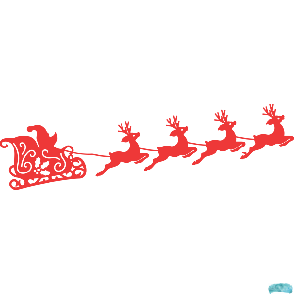 Free Santa Sleigh and Reindeers Design 2 Sublimation PNG