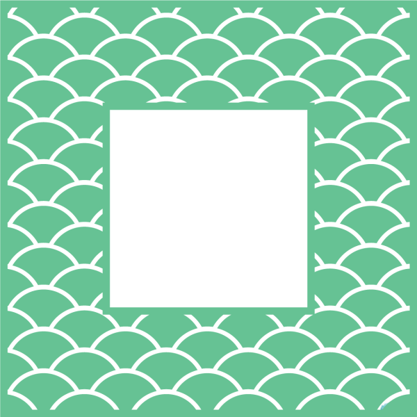 Free Square Frame Scalloped Mermaid Pattern Sublimation PNG