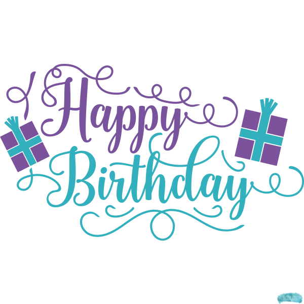 Free Happy Birthday Title with Presents Sublimation PNG