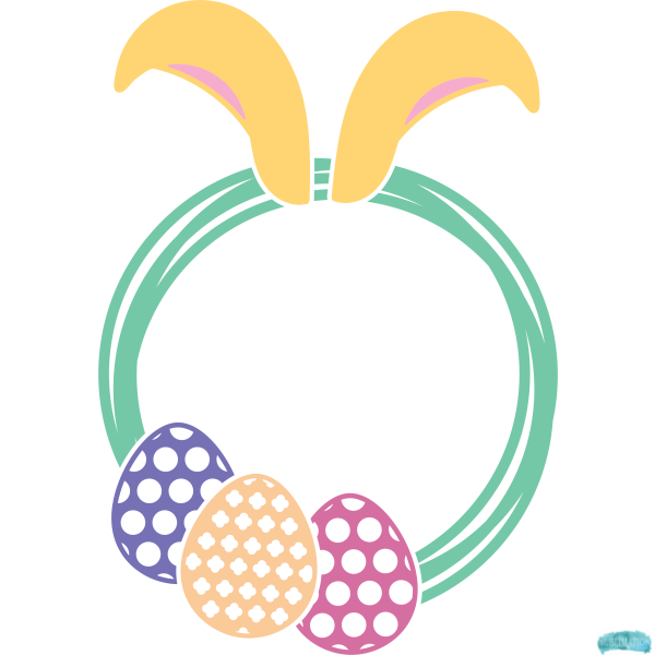 Free Easter Egg Bunny Ears Monogram Frame Design 1 Sublimation PNG