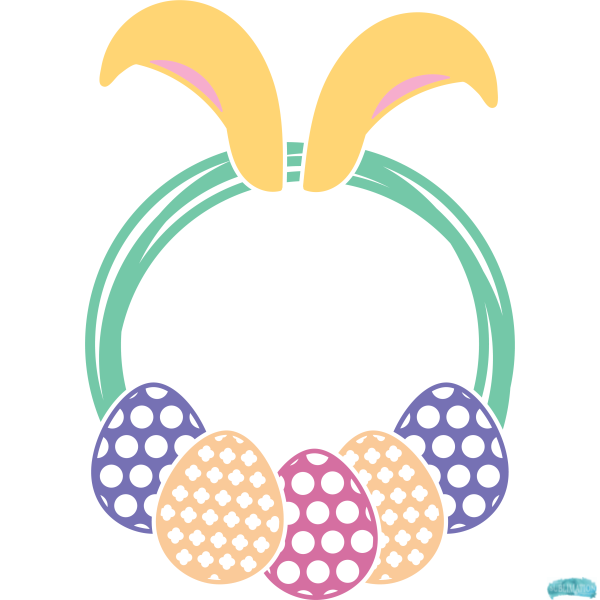 Free Easter Egg Bunny Ears Monogram Frame Design 2 Sublimation PNG
