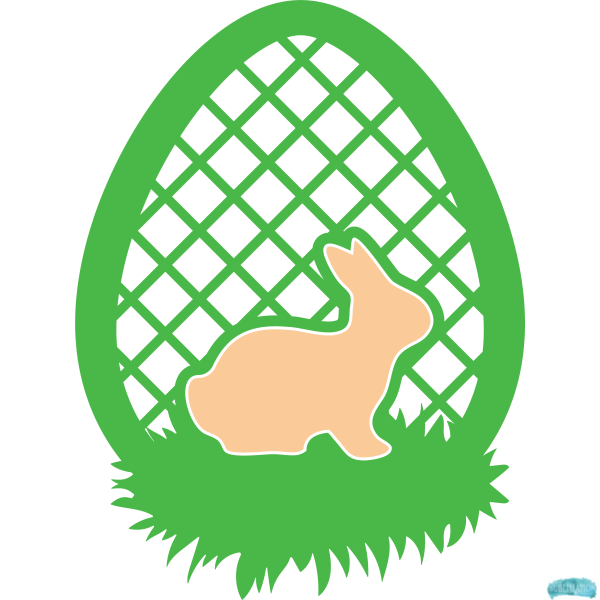 Free Easter Egg Lattice with Bunny in Grass Design Sublimation PNG