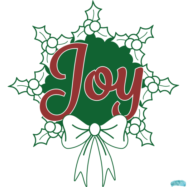 Free Joy Holly Wreath Design Sublimation PNG