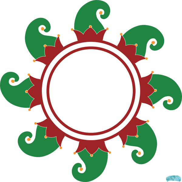 Free Elf Hat Circle Monogram Frame Sublimation PNG